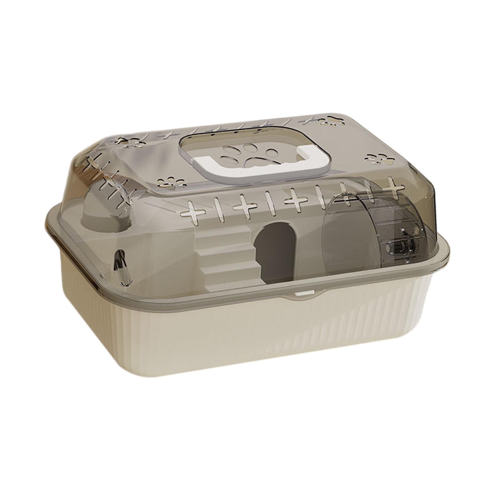balikha Travel Transparent Hamster House Hamster Carry Case Cage Ventilation Portable Hamster Cage for Guinea Pigs Rats Small Animals Beige