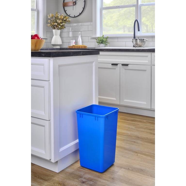 Rev A Shelf Polymer Replacement 27 Quart Trash Bin Recycle Waste Garbage Container for Kitchen Cabinet Pullouts, Black, 2 Pack, RV 1024 18 2