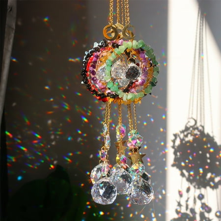 

gotofar Sun Catcher with Chain Shiny Faux Crystal Chandelier Hanging Ornament Prism Suncatcher for Balcony
