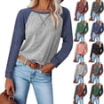 thumbnail image 4 of Haute Edition Women's Casual Fall Long Sleeve Top With Raglan Constrast Colorblock Sleeves, 4 of 5