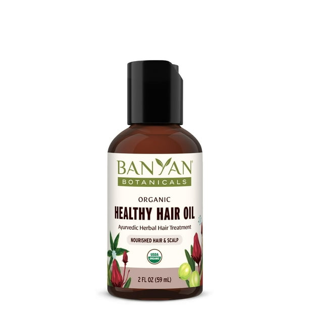 Banyan Botanicals Bhringaraj & Amla Aceite capilar orgánico - Tratamiento ayurvédico para el cuero cabelludo y el cabello para mechones gruesos y brillantes - Todo tipo de cabello - 2 oz. - De origen