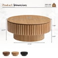 thumbnail image 3 of FFH 31.5" Round Coffee Table with Storage, Small Wood Coffee Table with Sturdy Pedestal for Living Room, Apartment, Ash, 3 of 12