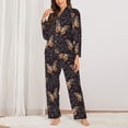 thumbnail image 2 of Yiaed Butterfly1 Print Pajamas Women's Long Sleeve Sleepwear Soft Button Down Loungewear Pjs Lounge Set Nightwear Womens Pajama Pants-X-Large, 2 of 7