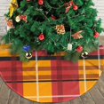 thumbnail image 3 of Falda de árbol de Navidad a cuadros rojos y naranjas, suave y divertida, decoración navideña de granja con cuello para árbol de Navidad de 30", 3 of 4