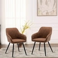 thumbnail image 2 of Andeworld Faux Leather Accent Chairs Set of 2, Living Dining Room Arm Chairs with Metal Legs for Home Kitchen Office Bistro Cafe(Brown), 2 of 7