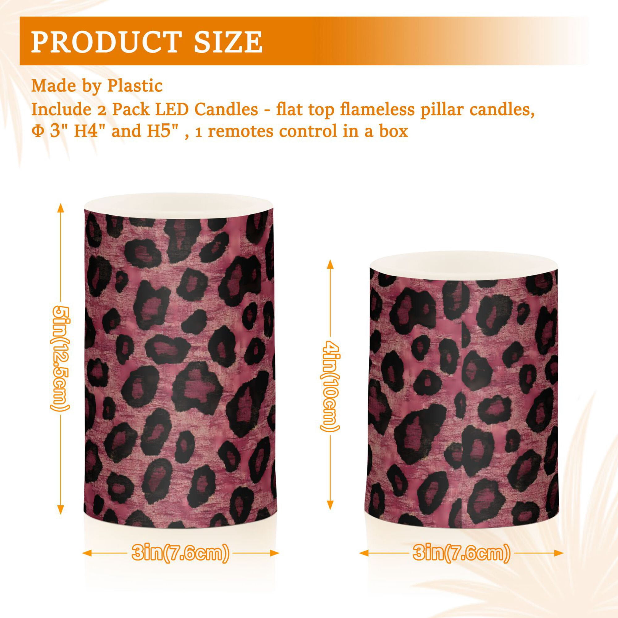 Yayeee Flameless Candles with Remote Flickering Battery Operated Multi Color Changing, Deep Red Leopard Pattern