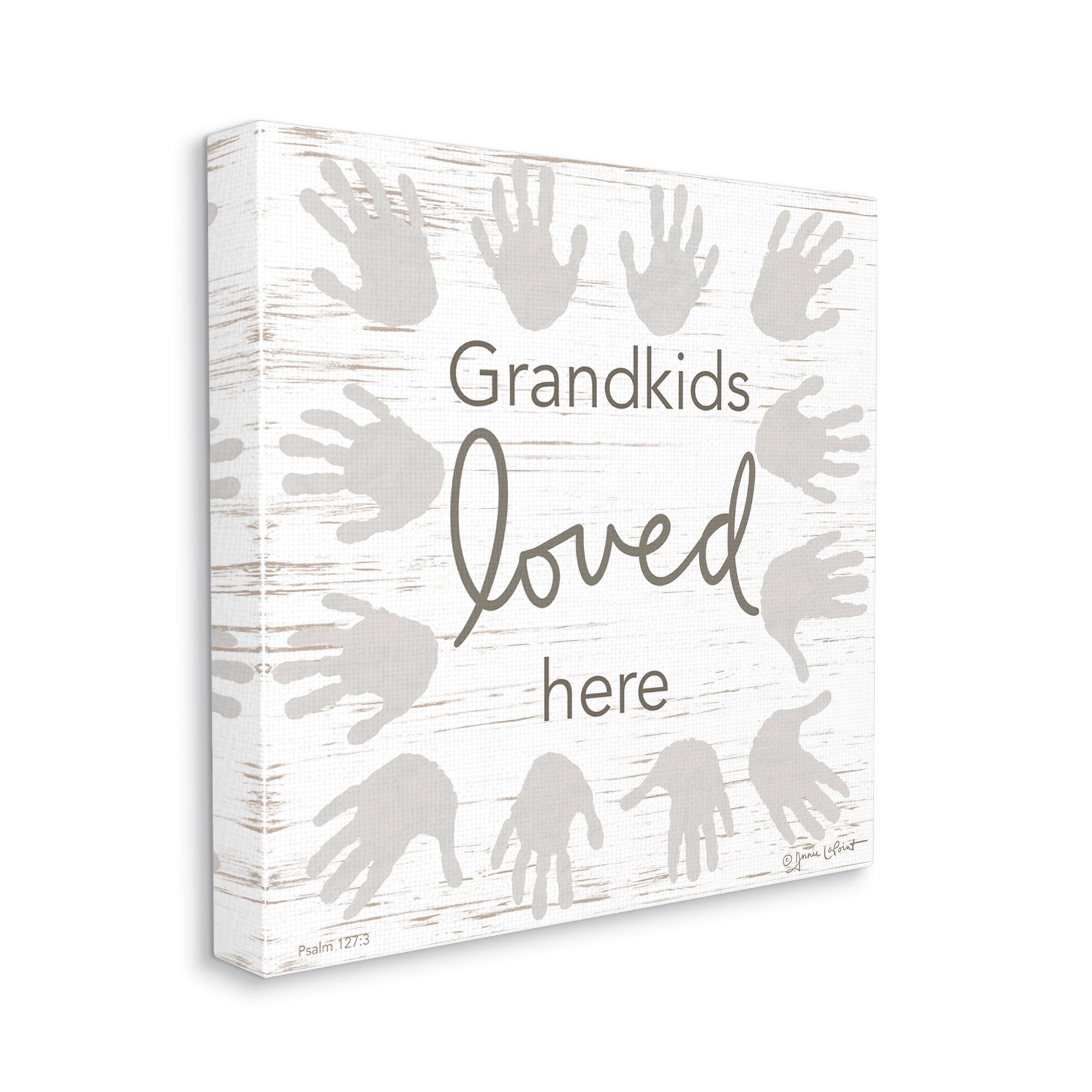 Stupell Industries Grandkids Loved Here Fun Family Grandparents Handprints Graphic Art Gallery Wrapped Canvas Print Wall Art, Design by Annie LaPoint