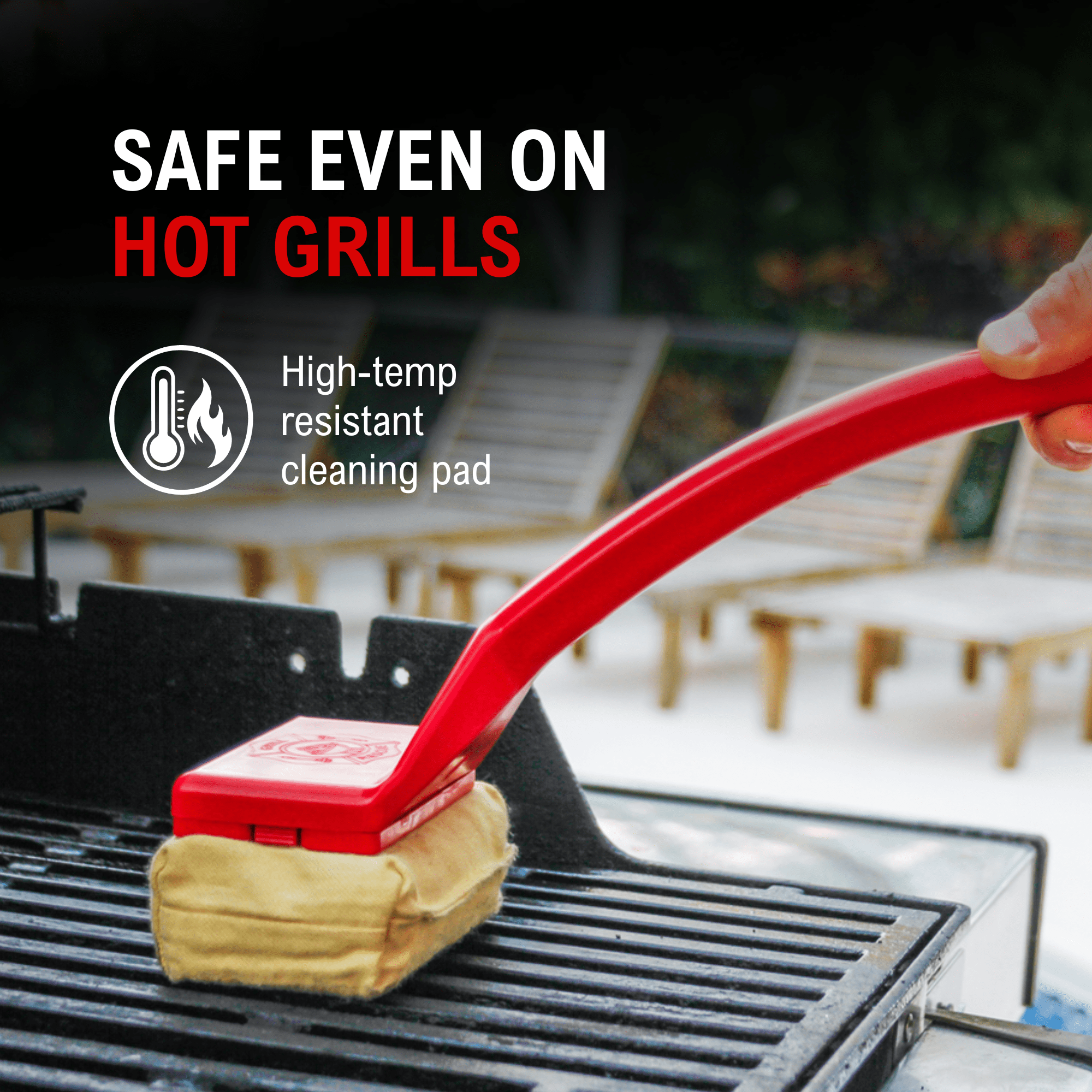 Grill Rescue BBQ Replaceable Scraper Cleaning Head, Bristle Free - Durable and Unique Scraper Tools for Cast Iron or Stainless-Steel Grates, Barbecue Cleaner