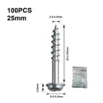 thumbnail image 1 of 100Pcs Pocket Hole Screws Coarse Thread Self-Tapping Fasteners for Woodworking 25mm, 1 of 9