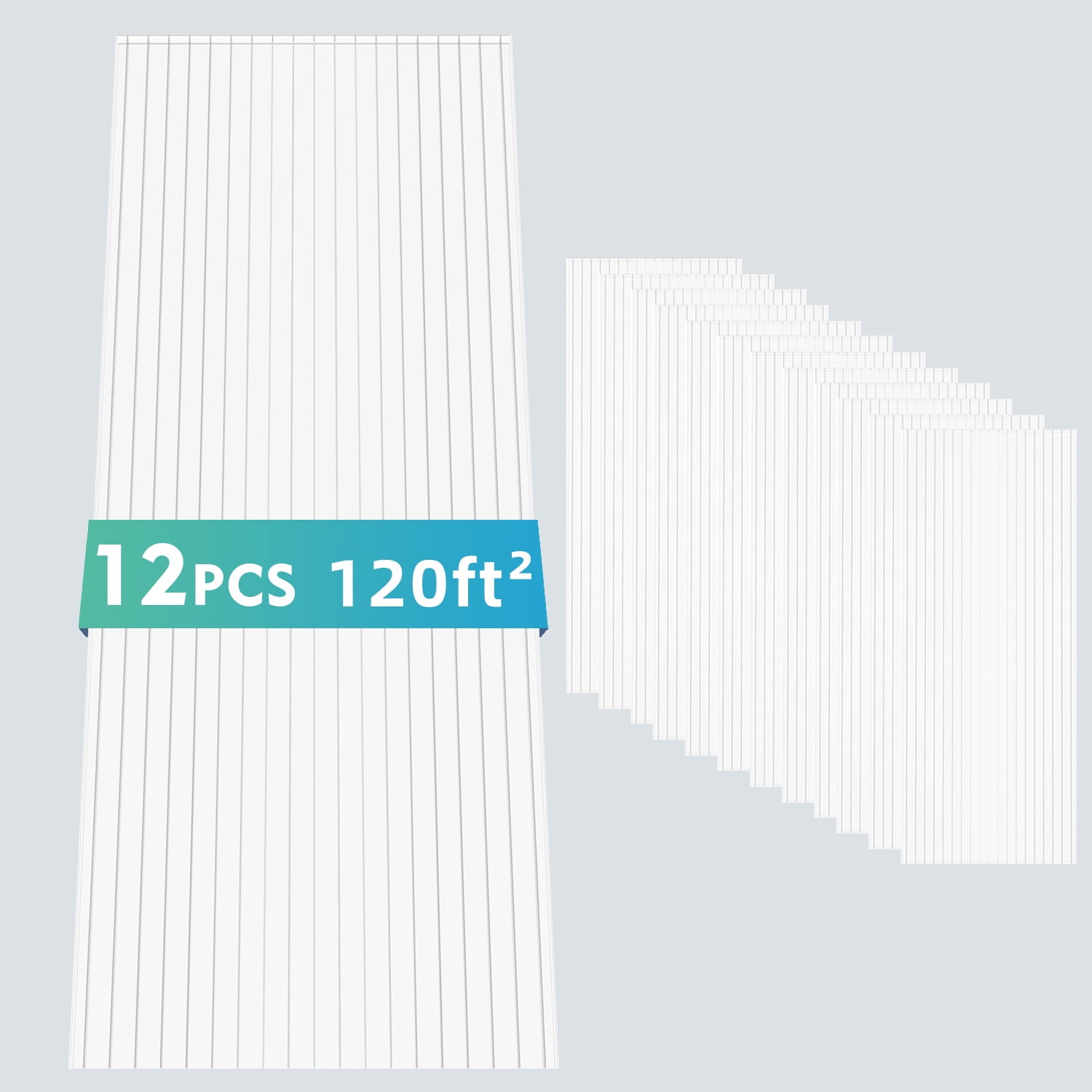 Greenhouse Panel, 5x2 FT 12 Pack UV Protected Polycarbonate Sheet for Garden Farm Greenhouse, Transparent