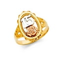 thumbnail image 1 of Solid 14k White Yellow and Rose Three Color Gold Fifteen 15 Year Birthday Quincea_era Fashion Anniversary Ring Size 7.5, 1 of 2