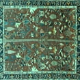 thumbnail image 1 of Ahgly Company Machine Washable Indoor Square Animal Turquoise Blue Traditional Area Rugs, 6' Square, 1 of 4