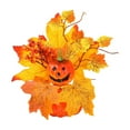 thumbnail image 2 of Halloween Pumpkin Decor, Thanksgiving Table Centerpiece with Maple Leaves and Berries, Fall Home Decor for Mantel Table Setting(F), 2 of 4