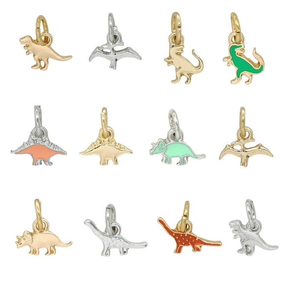 Micro Dinos Charm Mix by Bead Landing - Charms for DIY Jewelry Making - Necklaces - Bracelets & Keychains - 12 Pack