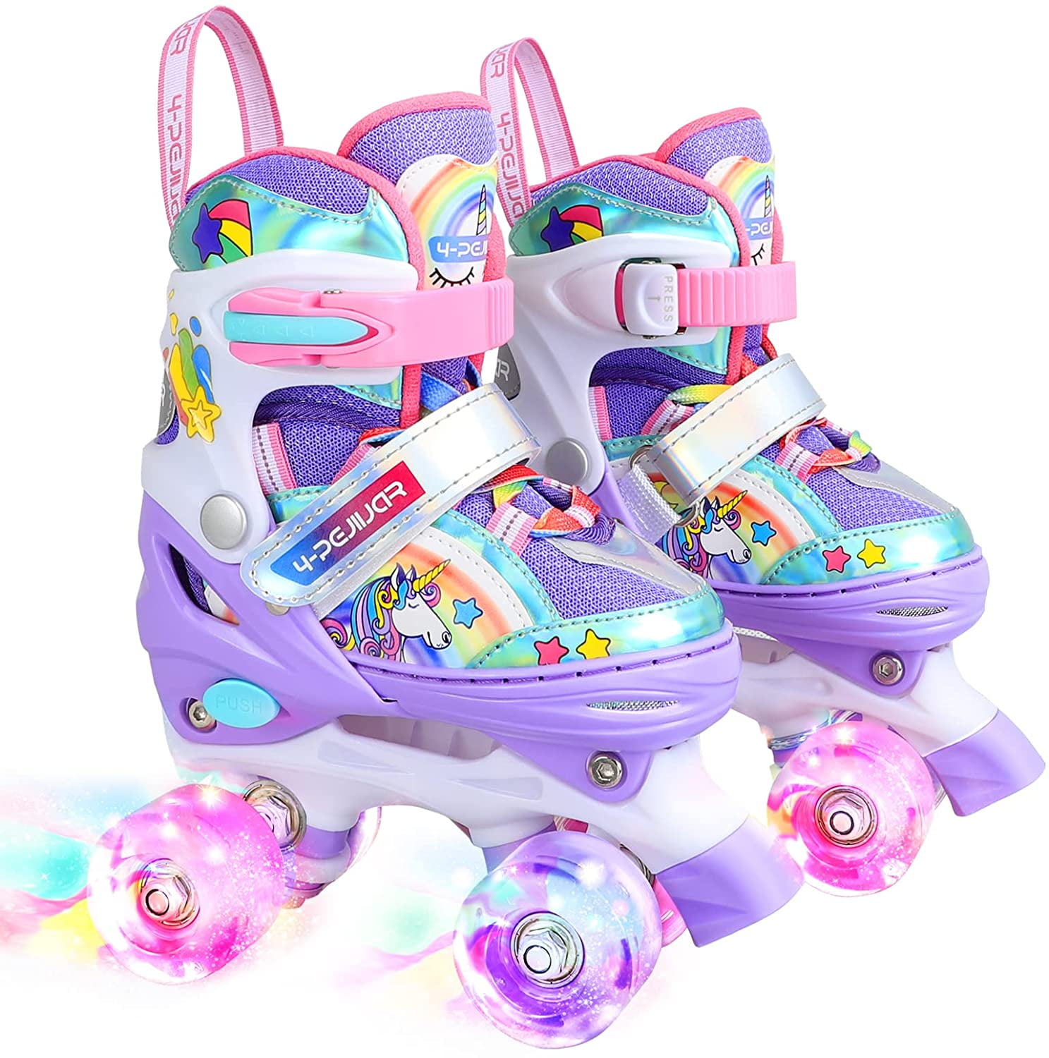 Roller Skates for Kids Girls Rainbow Unicorn Toddler Roller Skates W/Full Light  up Wheels for Outdoor Beginner Rollerskates for Gifts - Walmart.com