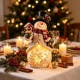 thumbnail image 2 of Light Up Snowman Figurine Christmas Tabletop Decor, Warm LED Glow, Carved Snowflake Design, Resin Winter Snowman Statue for Mantel Shelf Indoor Holiday Decoration & Christmas Gift, 2 of 5