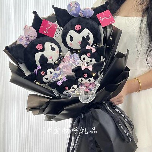 Ramo de peluche Kawaii Sanrio Kuromi para niños, decoración de navidad, flor de peluche de Anime, Hello Kitty, My Melody Doll, juguetes para niños, regalo de navidad, 2023