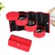 thumbnail image 5 of Joyero redondo, joyero portátil de 3 capas, mini joyero portátil de gamuza de 3 capas, joyero retro redondo para anillos, pendientes, collar (rojo), 5 of 8