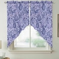 thumbnail image 2 of Purple Navy Blue Swag Valances for Windows, Kitchen Curtains 36 Inch Length 2 Panels Set, Retro Botanical Abstract Art Short Curtains for Small Windows Rod Pocket Cafe Curtains Drapes 28"x36", 2 of 8