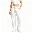 thumbnail image 4 of LUVDA Waffle Knit Joggers for Women Drawstring Waist Tapered Casual Pants for Fall Winter, 4 of 6
