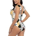 thumbnail image 4 of Goofa Wine Bottles Glasses Print Women's Ruffled One Piece Swimsuit V Neck, 4 of 7