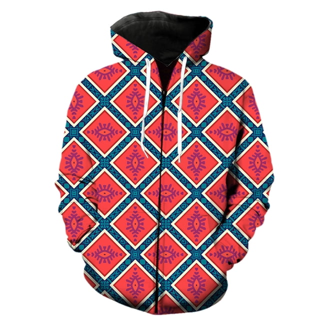Sudadera con capucha y cremallera para hombre, estilo étnico exótico retro, estilo hip hop, genial, de gran tamaño, con estampado 3D, chaquetas de manga larga