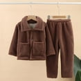 thumbnail image 2 of CAIVO Child Soft Winter Kids Outfit Sets Long Sleeve Cozy Flannel Coats Tops Pants Boys Girls Toddler Home Outfit Sets 6-7 Years, 2 of 3