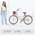 thumbnail image 6 of Viribus 24" City Cruiser Bicycle for Women,with Carbon Steel Frame Dual V Brakes Basket,Commute Bike for Women Adults,Pink, 6 of 10