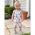 thumbnail image 5 of Cjfdfy Newborn Baby Boy Girls Birthday Overalls Animal Party Print One Birthday Embroidery Short Jumpsuit Cake Smash Outfit Infant Cute My First Birthday Fall Winter Outfit 6-18M, 5 of 9