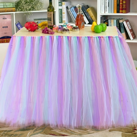 

Tulle Table Skirt 3FT Baby Shower Birthday Wedding Party Home Decoration Tableware Covering Cloth （Unicorn）