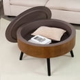 thumbnail image 5 of Round Coffee Table with Storage Wooden Carved End Table Modern Side Tables for Living Room Sofa, Chairs (Brown Edge Large), 5 of 6