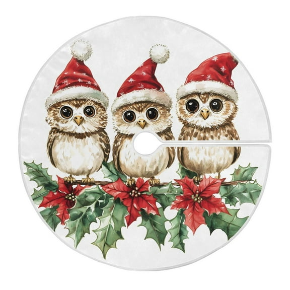 Ryvnso Christmas Tree Skirt Christmas Owls Xmas Tree Skirts Ornament Home Decorations 35.4"
