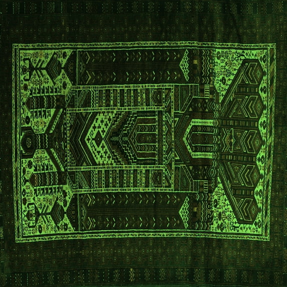 Ahgly Company Indoor Square Persian Green Traditional Area Rugs, 4' Square