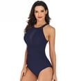 thumbnail image 5 of Lopsie TEMPTATION Tummy Control Swimwear Halter Mesh One Piece Slimming Vintage Retro Swimsuit Womens Ruched Push Up Bathing Suit, 5 of 7