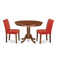 thumbnail image 2 of East West Furniture Hartland 3-piece Dining Set with Leather Seat in Mahogany, 2 of 6