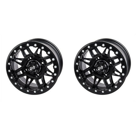 (2 Pack) 4/137 Tusk Wasatch Beadlock Wheel 14x7 5.0 + 2.0 Matte Black For CAN-AM Maverick Sport 1000R DPS 2019-2022