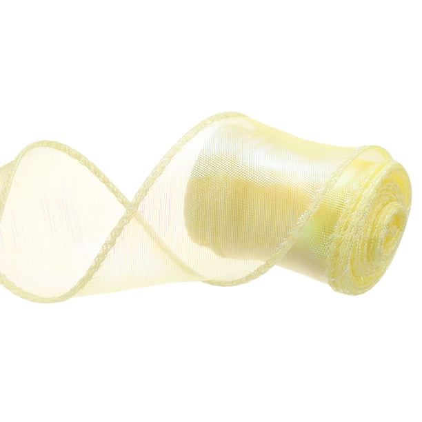 Cinta de organza transparente Uxcell de 1 1/2 pulgadas y 10 yardas, cintas de chiffon para envolver regalos, ramo floral, boda, amarilla 1.5" x 3 yardas