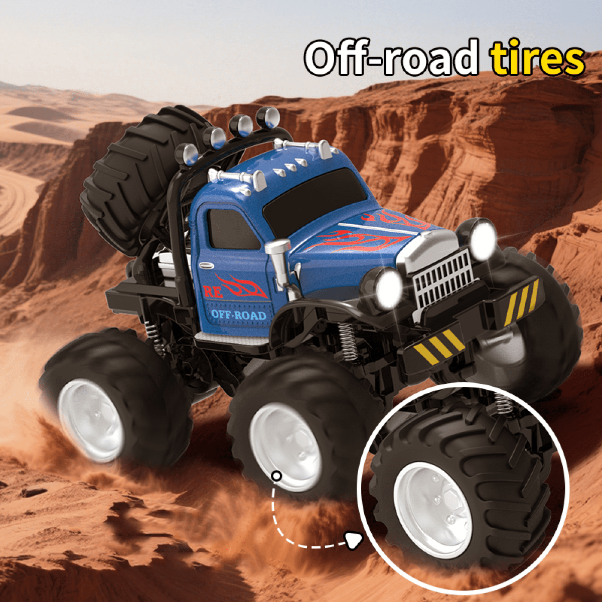 RC Truck Toys for Kids, 1/64 Scale Mini Remote Control Car with Adjustable Speed & Lights,  Rechargeable Alloy Shell RC Cars for Ages 3-12(Brown)