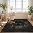 thumbnail image 3 of Design&I 8'x10' Washable Area Rug Extra Large Skid-Resistant Low Profile Crow Runes Norse Raven Wings Spread Glyphs Occult Pentagram Doormat for Living Room, Family, 3 of 7