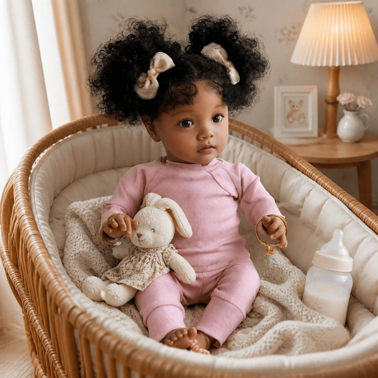 22 Inch Lifelike Reborn Baby Dolls African American Girl Realistic Newborn Baby Doll Handmade Already Cloth Body Bebe Newborn Finished Painted Birthday Gift Christmas Gift