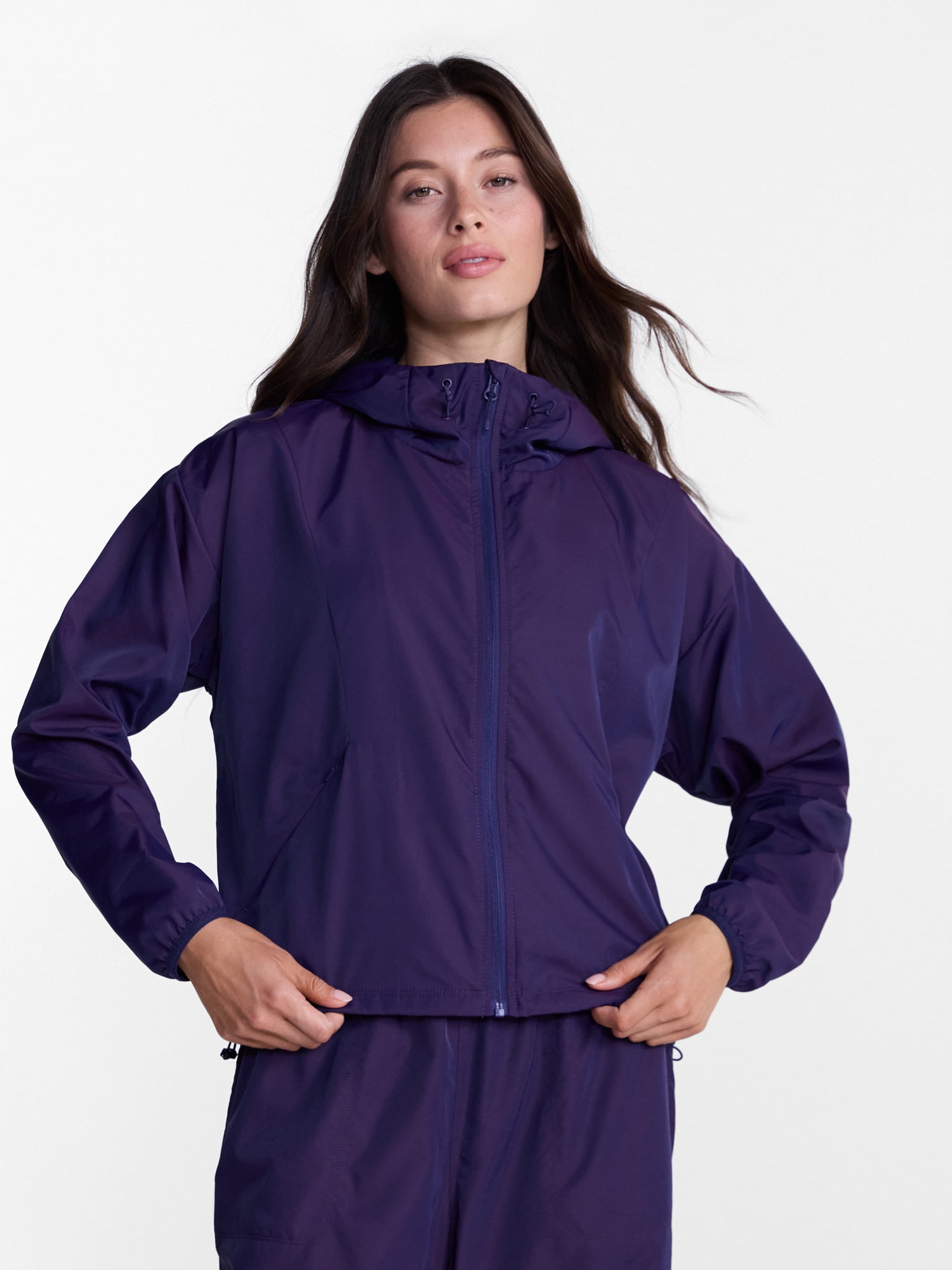 Avia Women's Iridescent Zip Front Jacket with Hood, Sizes XS-XXXL