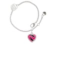 thumbnail image 2 of Delight Jewelry Silvertone Hot Pink Zebra Print Heart Silver-tone Rose Link Chain Bracelet, 6.25"+1.75" Extender, 2 of 4