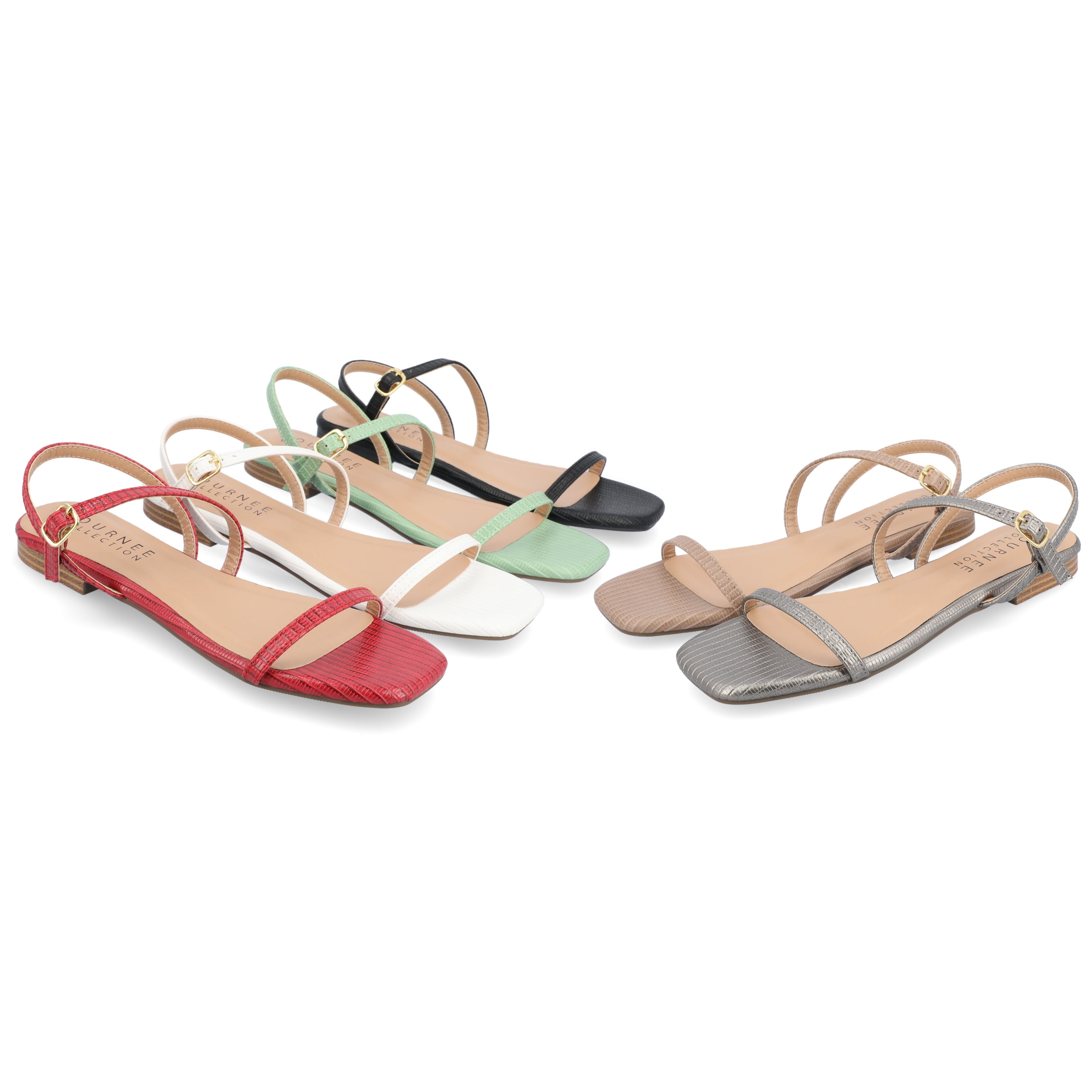Journee Collection Womens Crishell Textured Material Sling Back Stacked Heel Sandals
