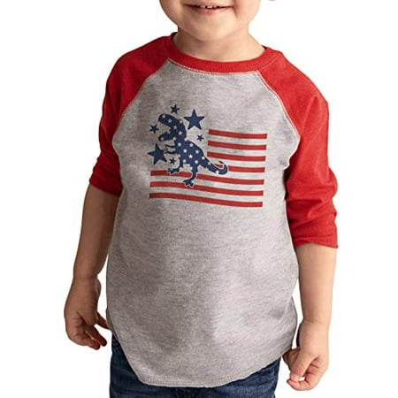 

7 ate 9 Apparel Kids Patriotic 4th of July Shirt - Dinosaur Flag Dino USA Red Shirt 18 Months