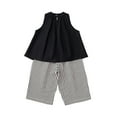 thumbnail image 4 of 3-12-year Girls' Casual Sleeveless Pleated Sweater Striped Wide Leg Pants Two-piece Set Round Neck Set, 4 of 8