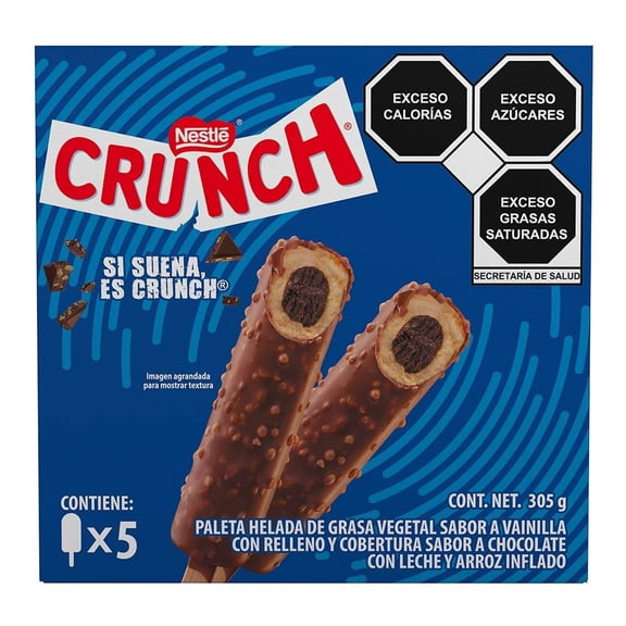 Paletas heladas Nestlé Crunch sabor vainilla con relleno sabor chocolate 305 g