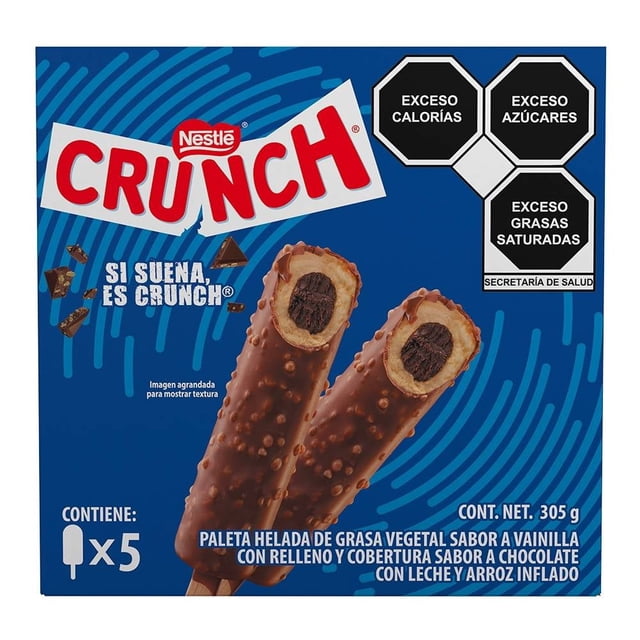 Paletas heladas Nestlé Crunch sabor vainilla con relleno sabor chocolate 305 g