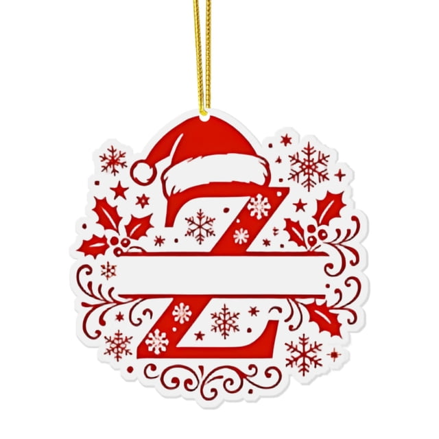Adornos Navideños con Monograma Acrílico de 26 Letras y Gorro de Papá Noel | Adornos Navideños 2D para Manualidades | Adornos con Letras Colgantes para Decorar El Hogar, La Chimenea, La Puerta y La V
