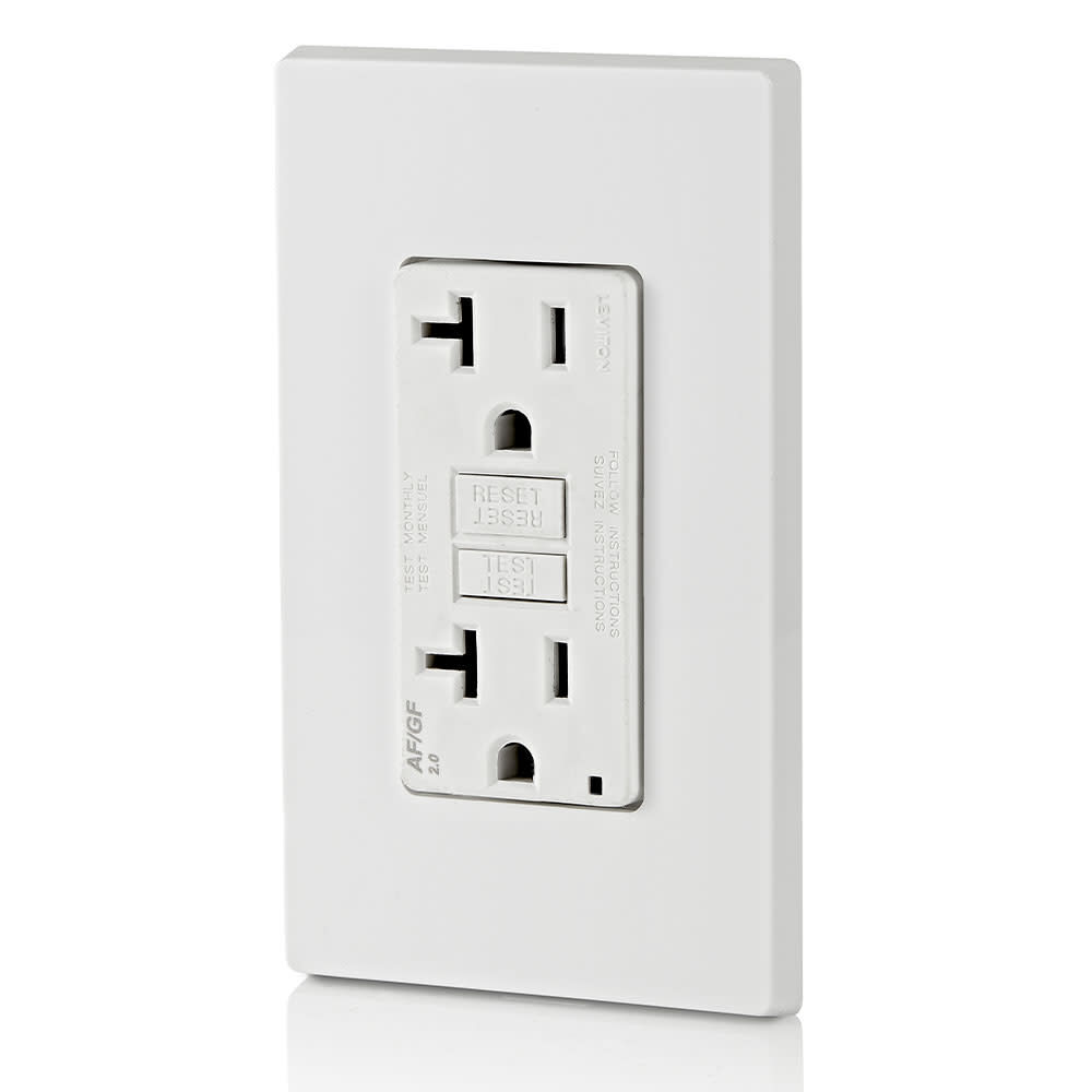 Leviton 3809514 20A, 125V 5-20R Decora AFCI & GFCI Dual Function Outlet, White