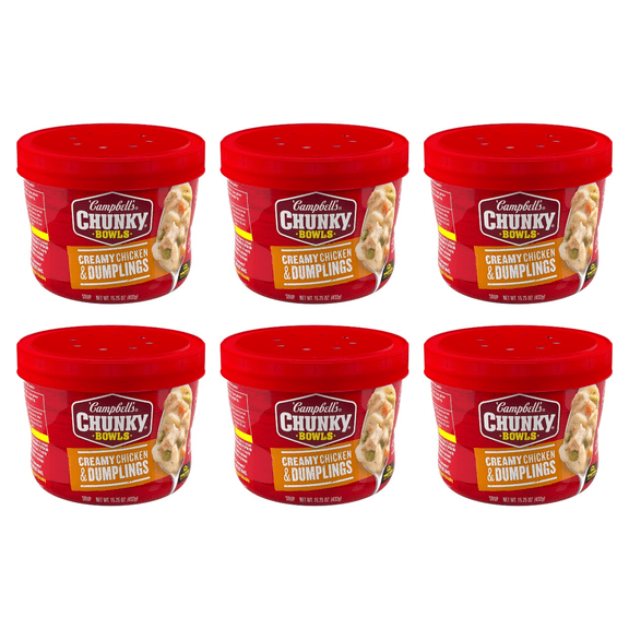 Campbell's Chunky Soup, Creamy Chicken and Dumplings Soup, 15.25 oz, (Pack of 6)